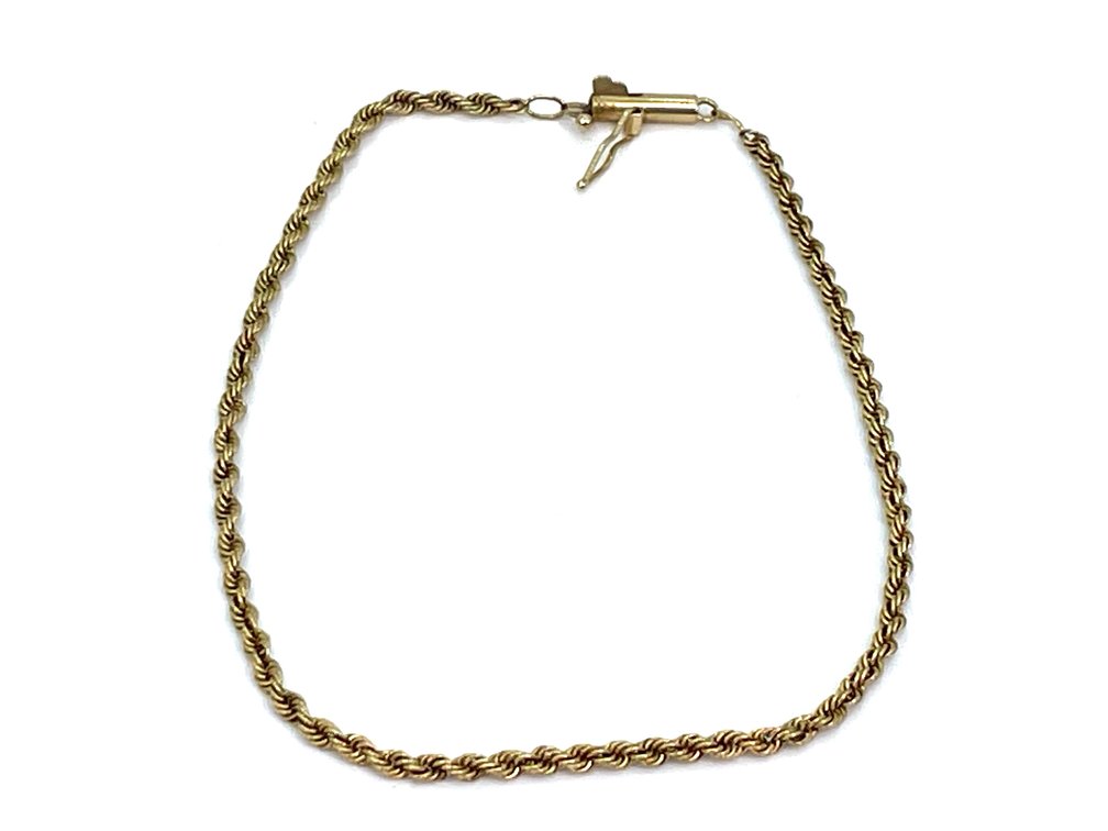 14K Gold Rope Bracelet 2mm, 2.5 Grams, Box Clasp
