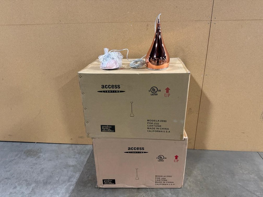Two Cases Access Lighting 28093 Copper Pendant Light Fixtures, Qty 6, Ceiling Mount, cULus Listed