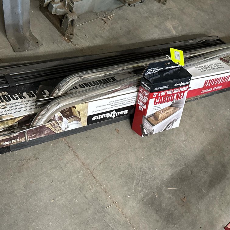 Haul-Master Truck Bed Accessories Lot: Cargo Net 72"x96", Unloader, Chrome Bed Rails