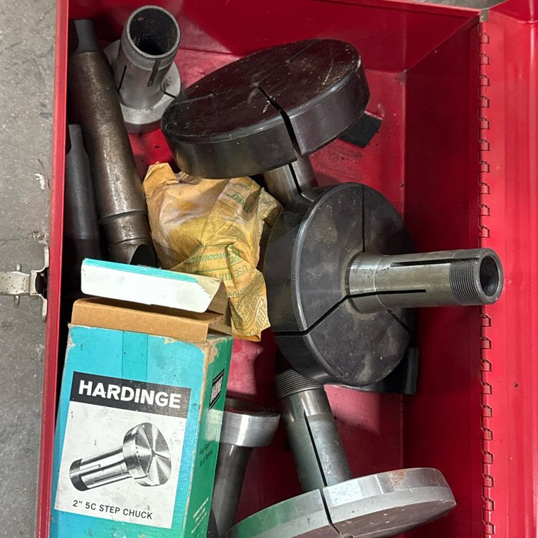 Hardinge 5C Step Chucks & Collets Set, Large Drill Bits, Toolbox, Lathe Tooling