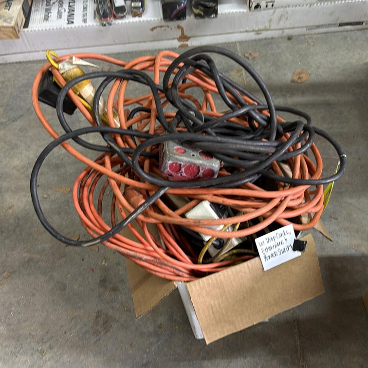 Assorted Heavy-Duty Extension Cords and Power Strips, 25-50 ft