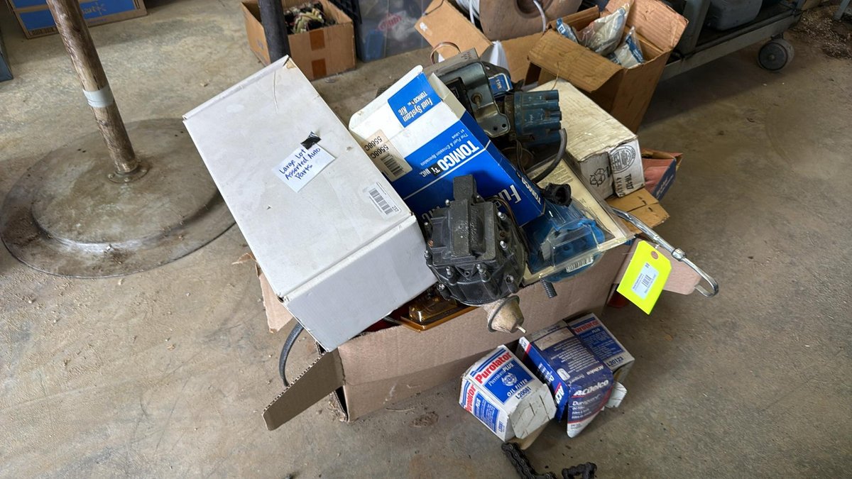 Vintage Auto Parts Lot: Delco-Remy Distributors, Ford 6053 Cassette Radio, AC Delco & Purolator Oil Filters