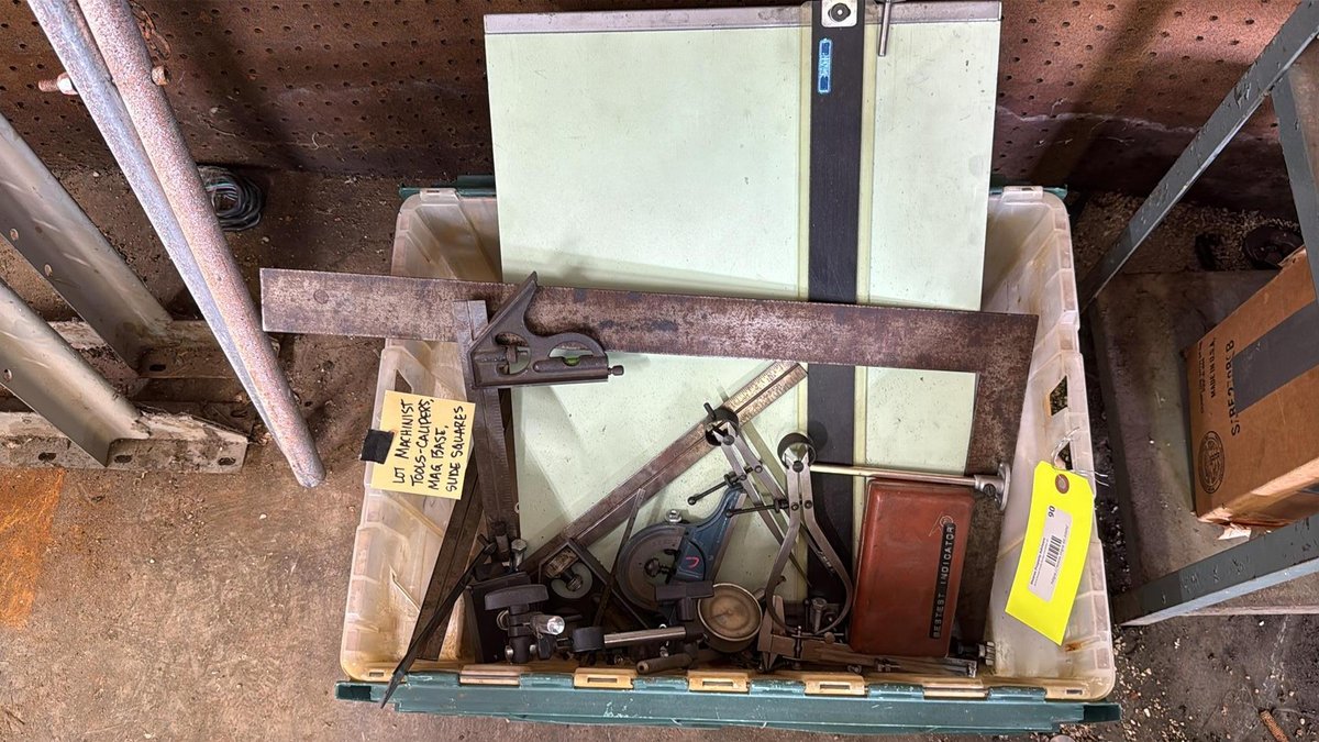 Machinist Tools Lot: Bestest Dial Indicator, Combination Squares, Magnetic Base, and More