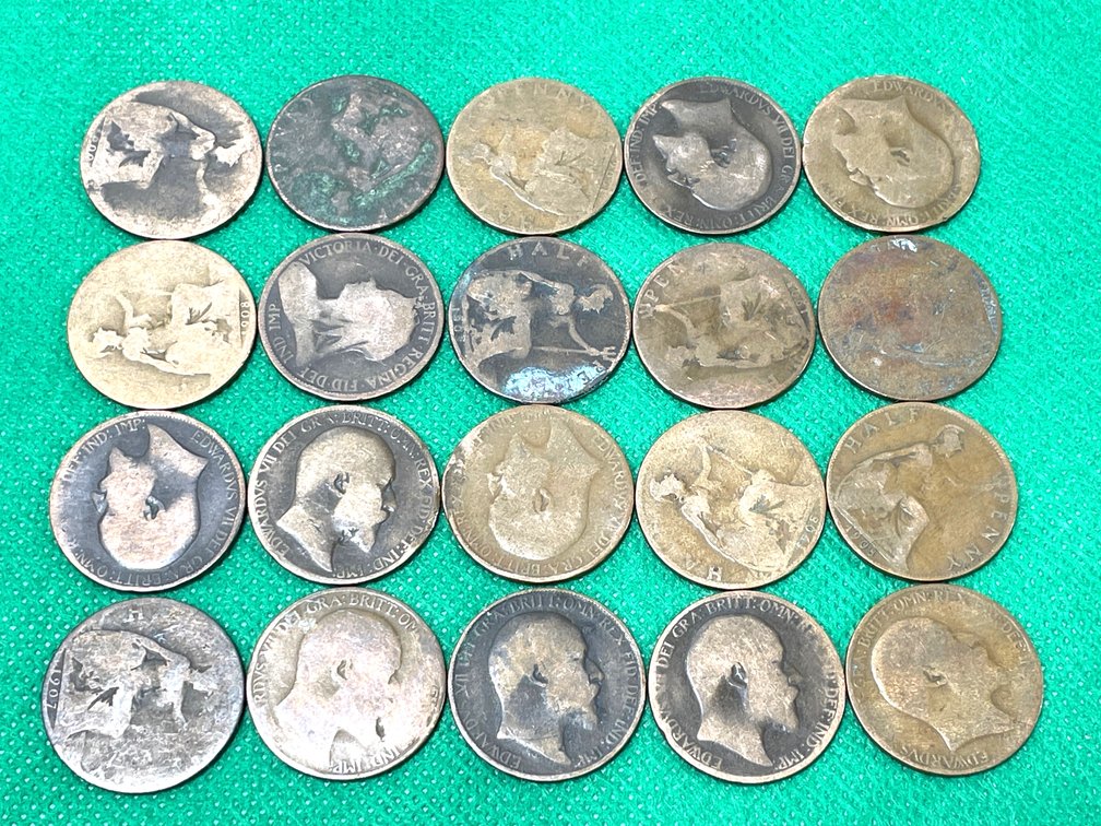 1901-1909 Great Britain Edward VII Half Penny Lot of 20