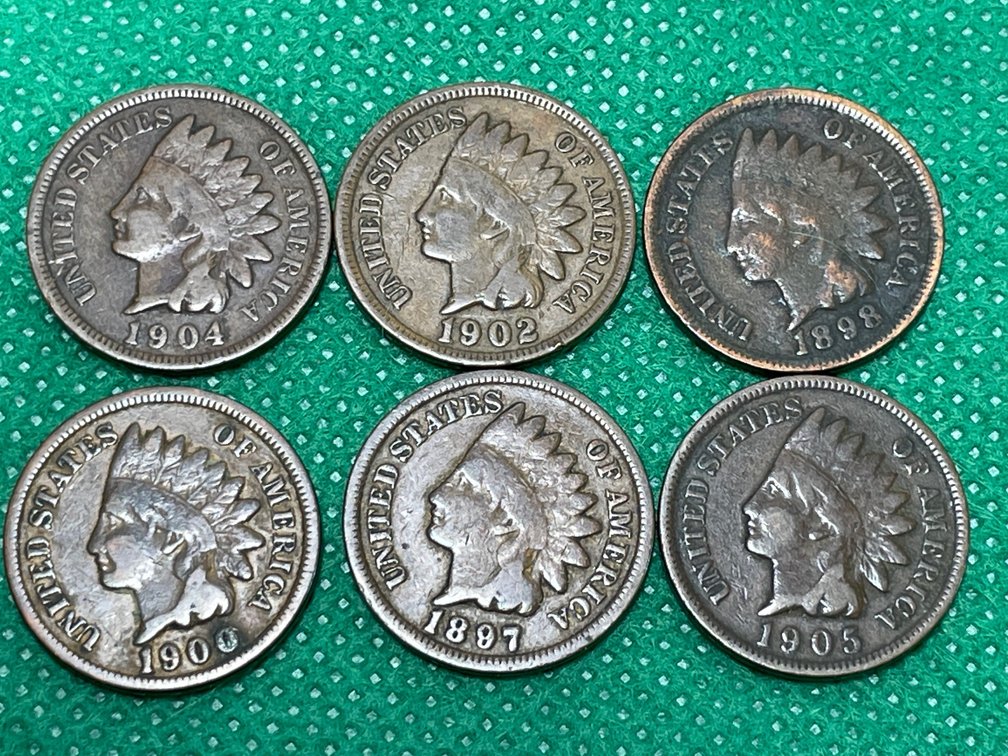1897-1905 Indian Head Cents Lot of 6