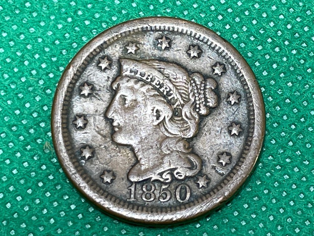 1850 Braided Hair Large Cent