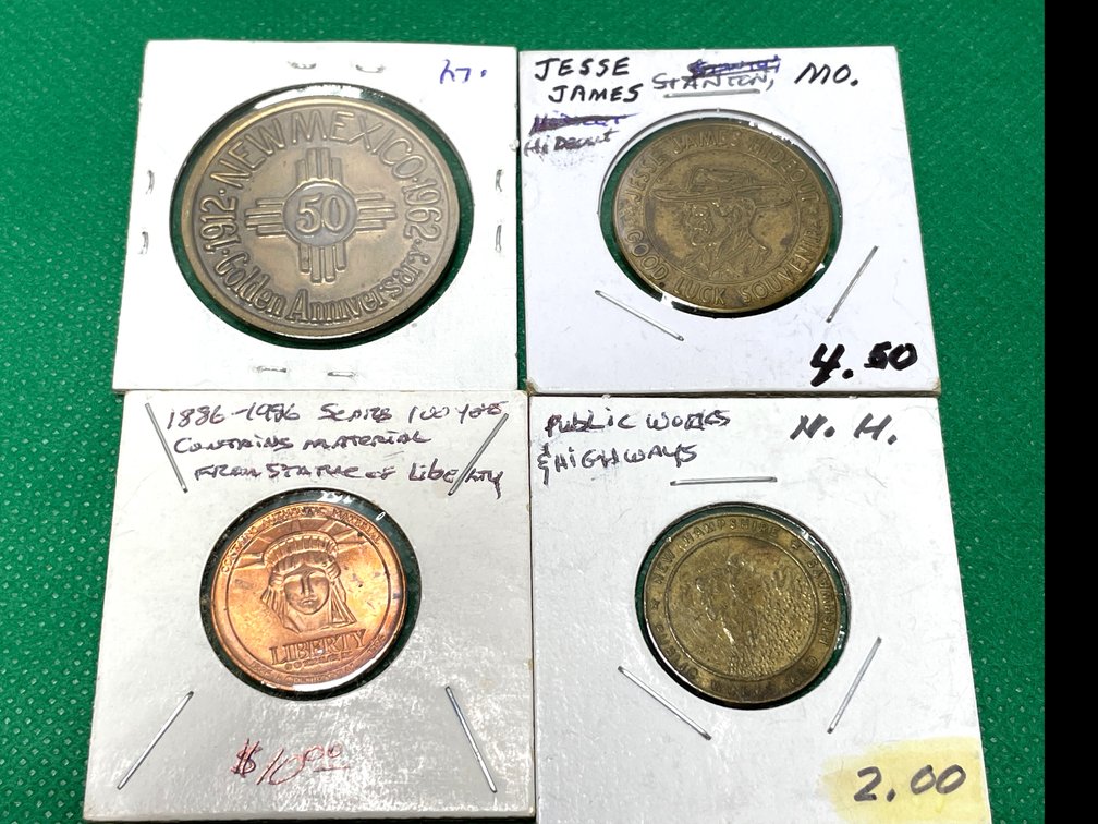 4-Piece Token Lot: NM, Sears, Jesse James, NH