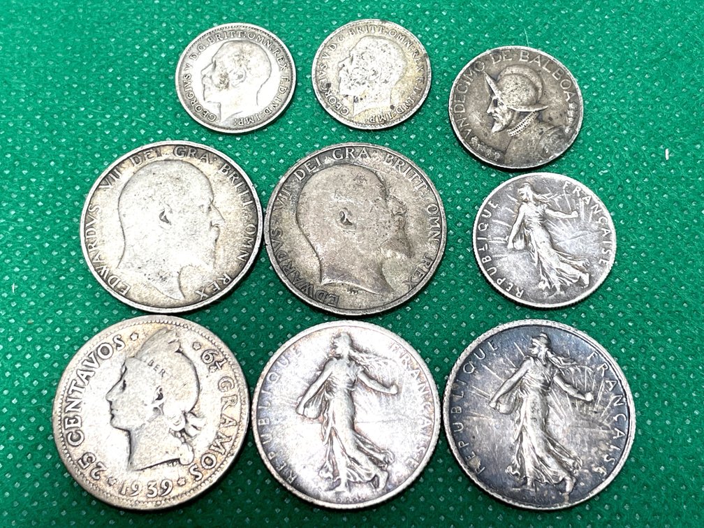 1906-1939 Assorted International Silver Coins Lot of 9