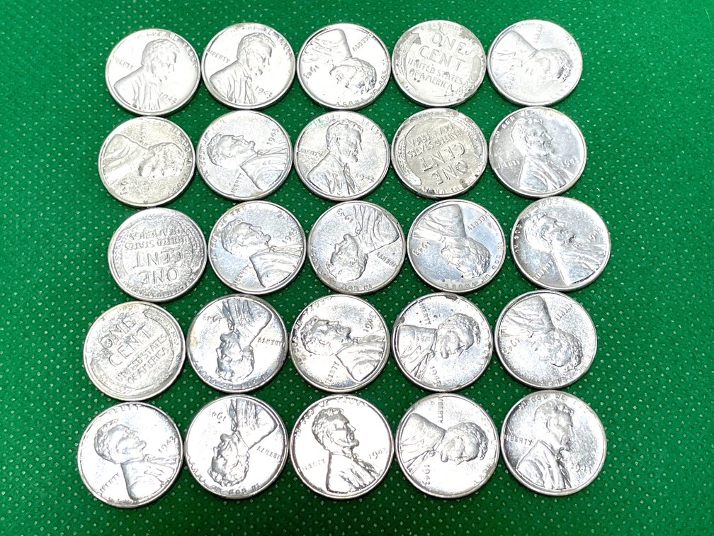 (25) 1943 Lincoln Steel Cents - AU-UNC