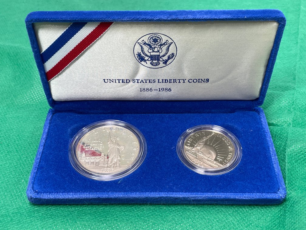 1986-S US Mint Statue of Liberty Commemorative 2-Coin Set