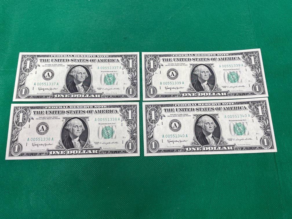 1963 $1 Federal Reserve Notes Sequential (4)