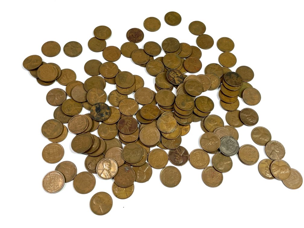 Three rolls pre-1950s Wheat Cents