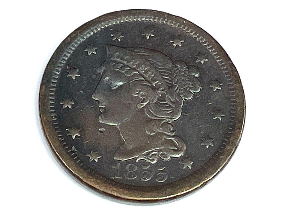 1855 Braided Hair Large Cent - VG-F