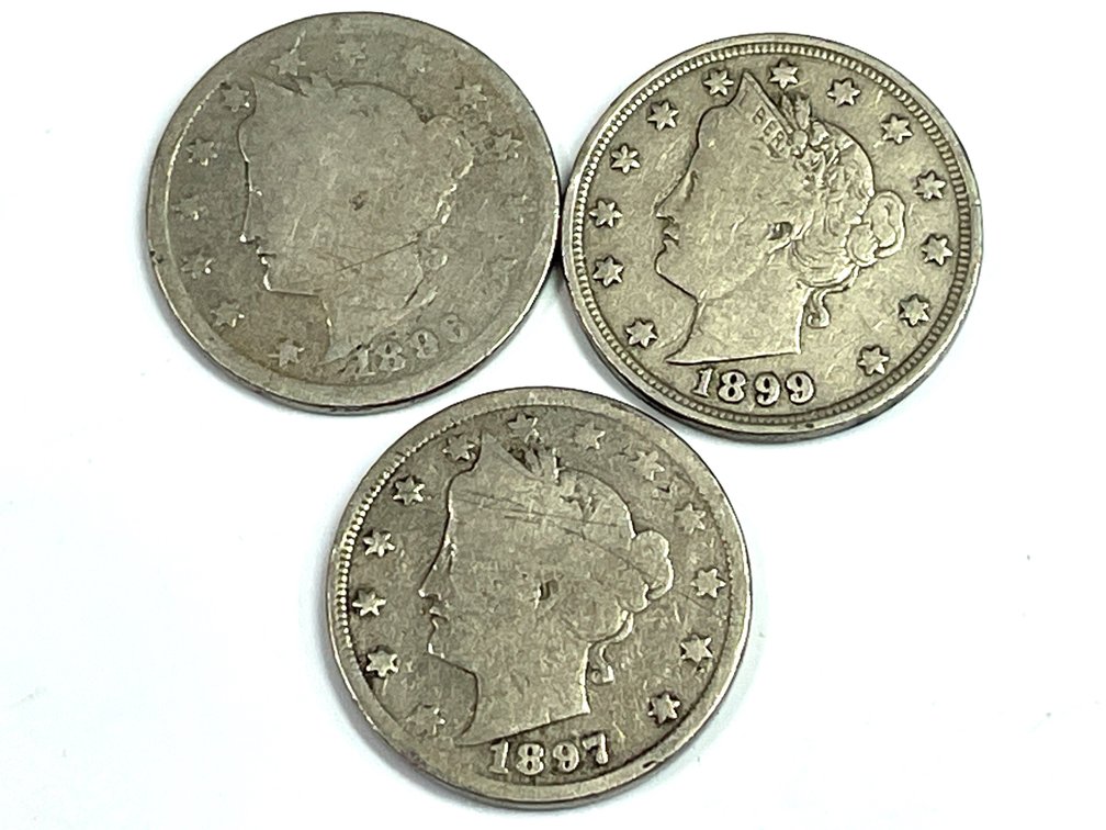 1897, 1898, 1899 Liberty Head V Nickels