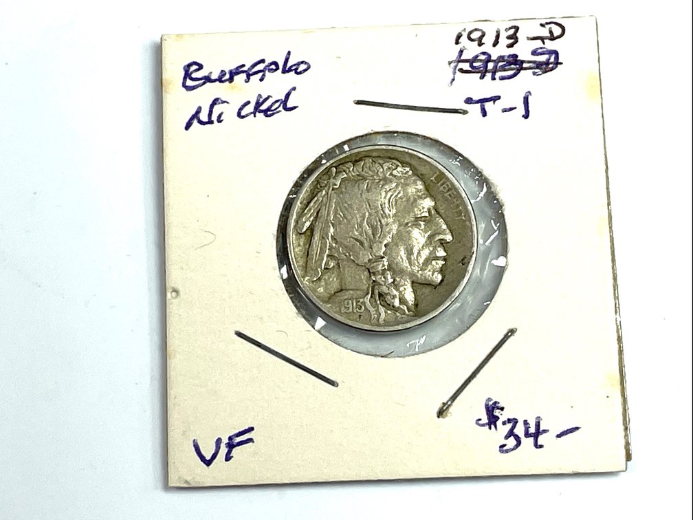 1913-D Buffalo Nickel Type I - VF