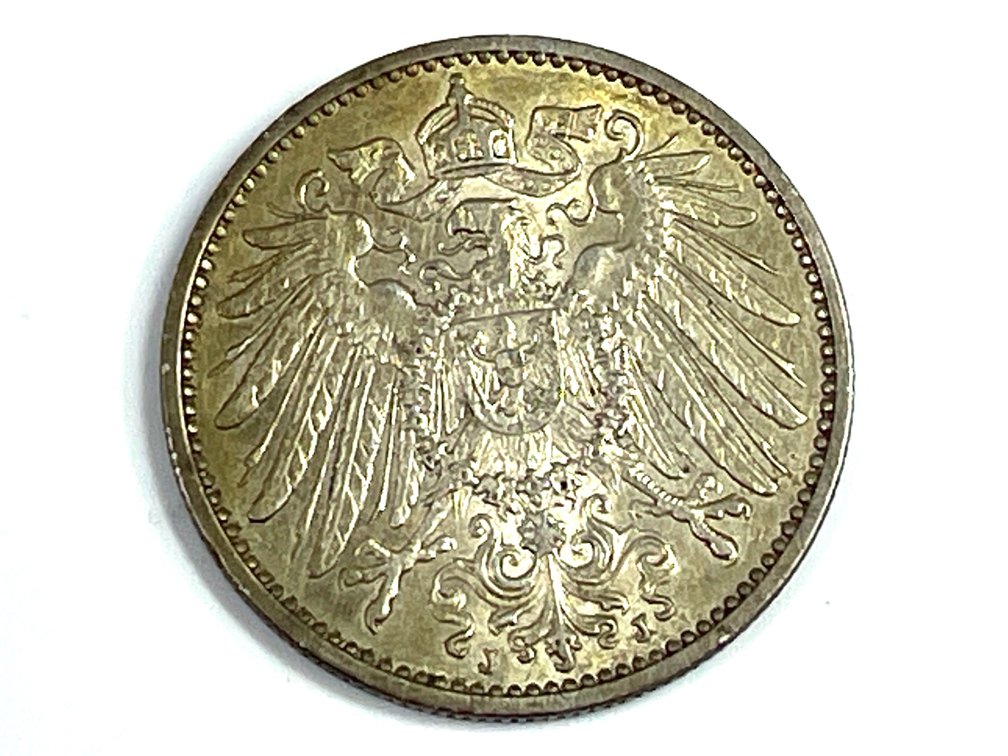 1914-J German Empire Silver 1 Mark - AU-UNC