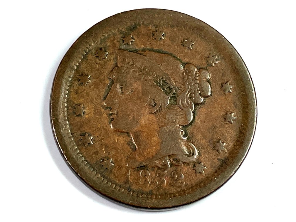 1852 Braided Hair Large Cent - VG-F