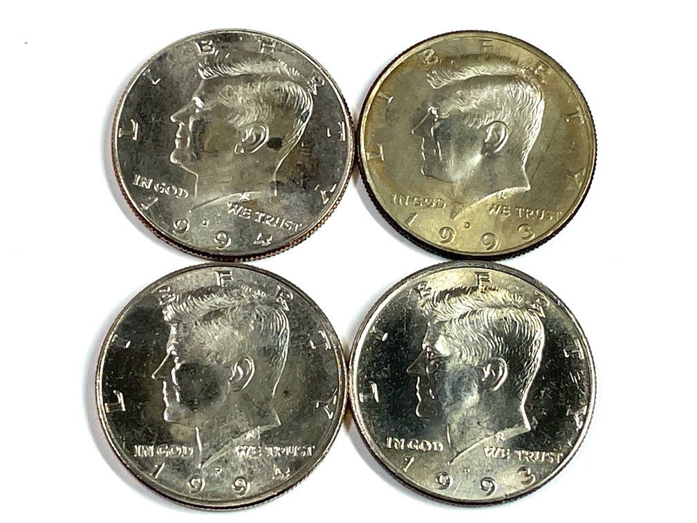 1993 & 1994 P & D BU Kennedy Half Dollars (4 Coins)