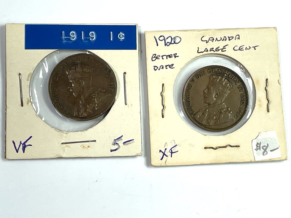 1919 (VF) & 1920 (XF) Canada Large Cents