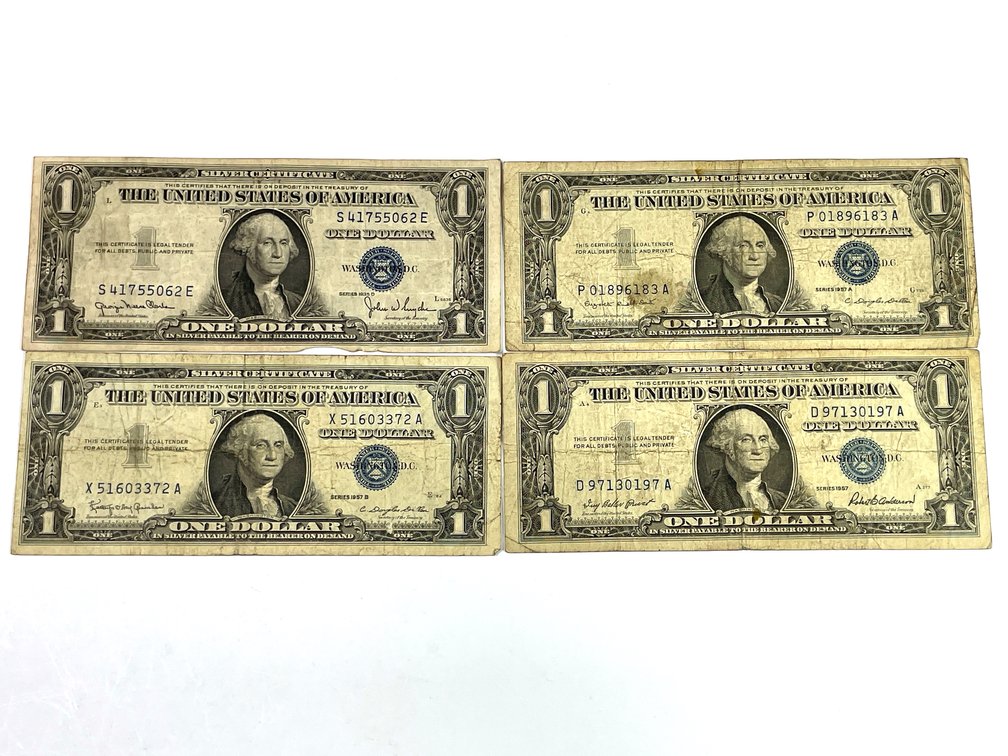 Four US $1 Silver Certificates Series 1935 & 1957