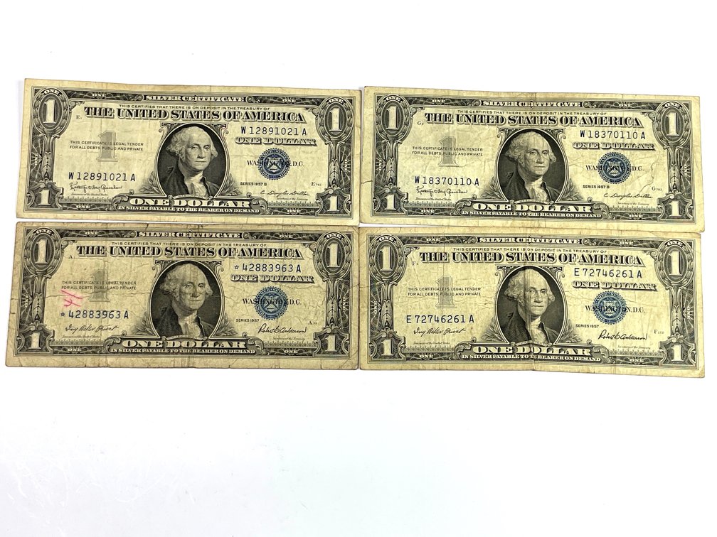 (4) 1957 & 1957 B $1 Silver Certificates