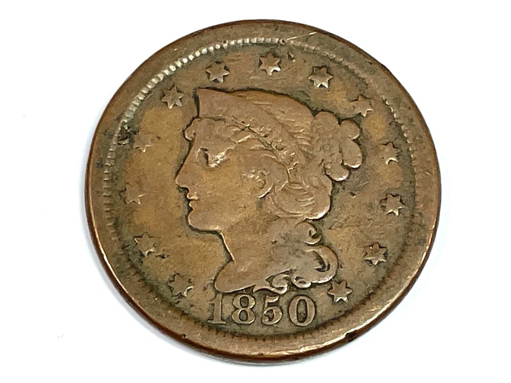 1850 Braided Hair Large Cent - VG