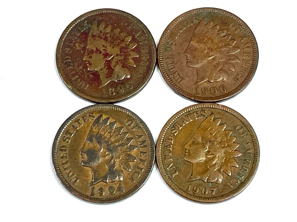 1896, 1904, 1906, 1907 Indian Head Cents
