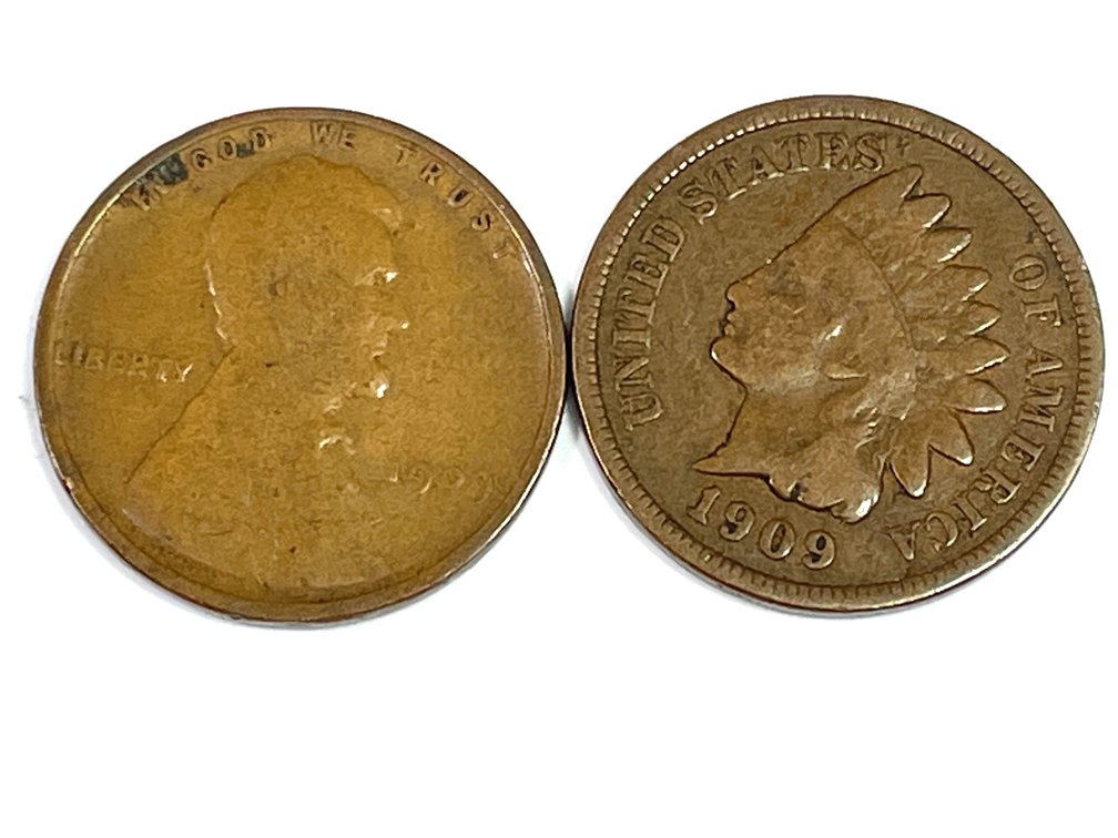 1909 Lincoln Wheat Cent & 1909 VDB Indian Head Cent