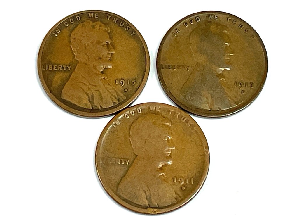1911-D, 1913-D, 1915-D Lincoln Wheat Cents