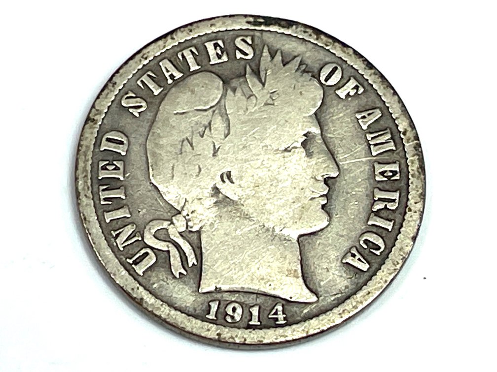 1914 Barber Dime - VG