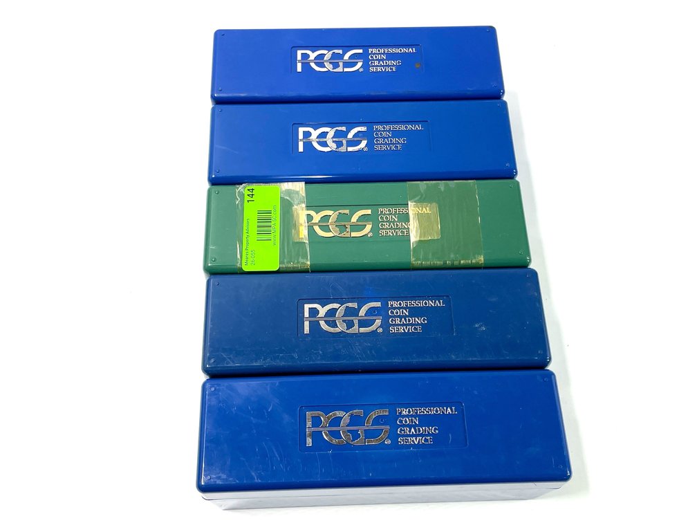 5 PCGS Professional Coin Grading Service Storage Boxes