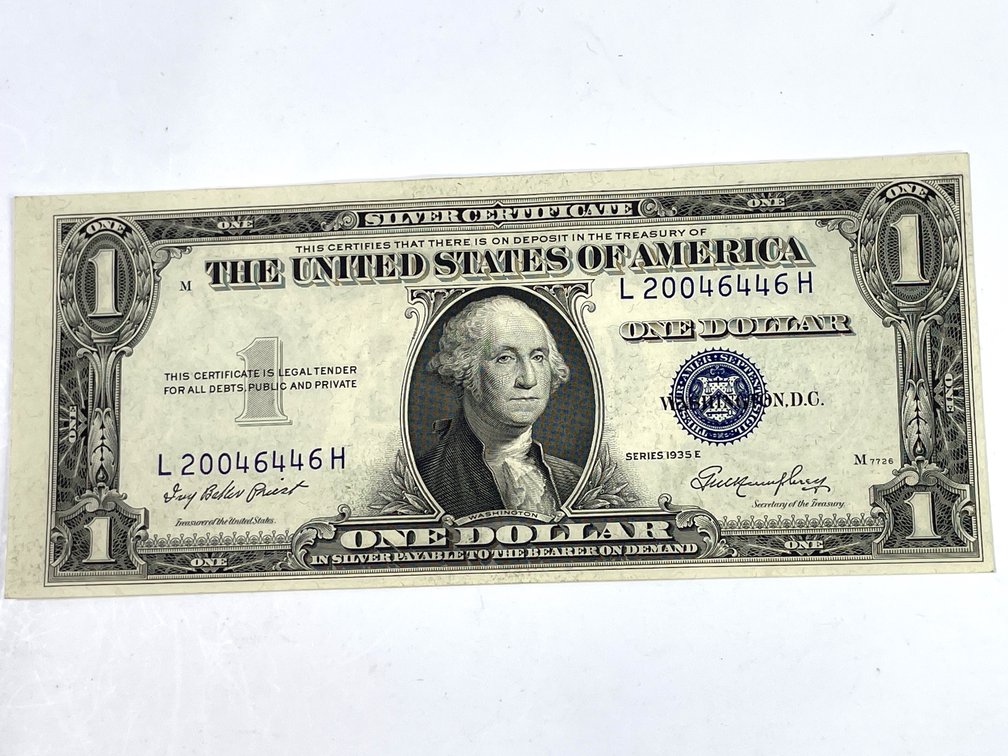 1935 E One Dollar Silver Certificate - Cutting Edge Error