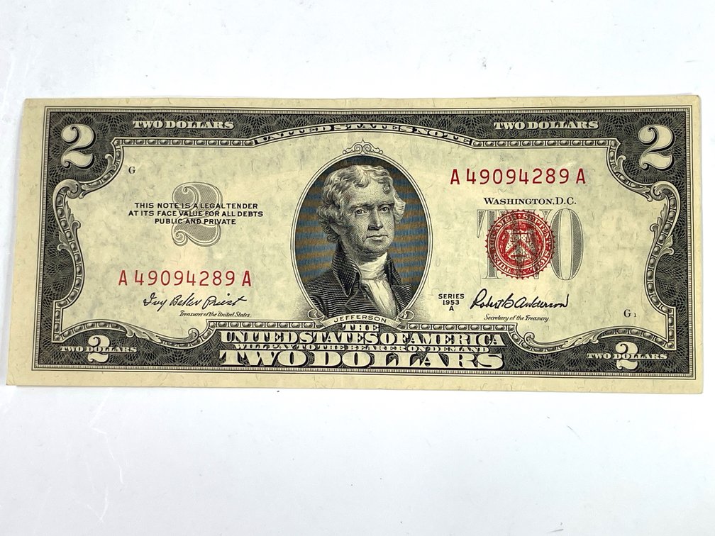 1953 A $2 Red Seal United States Note - Crisp AU