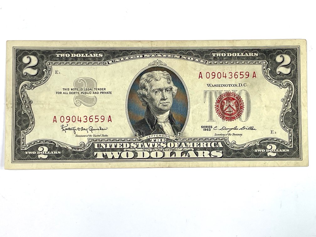 1963 $2 United States Note Red Seal - Crisp XF-AU