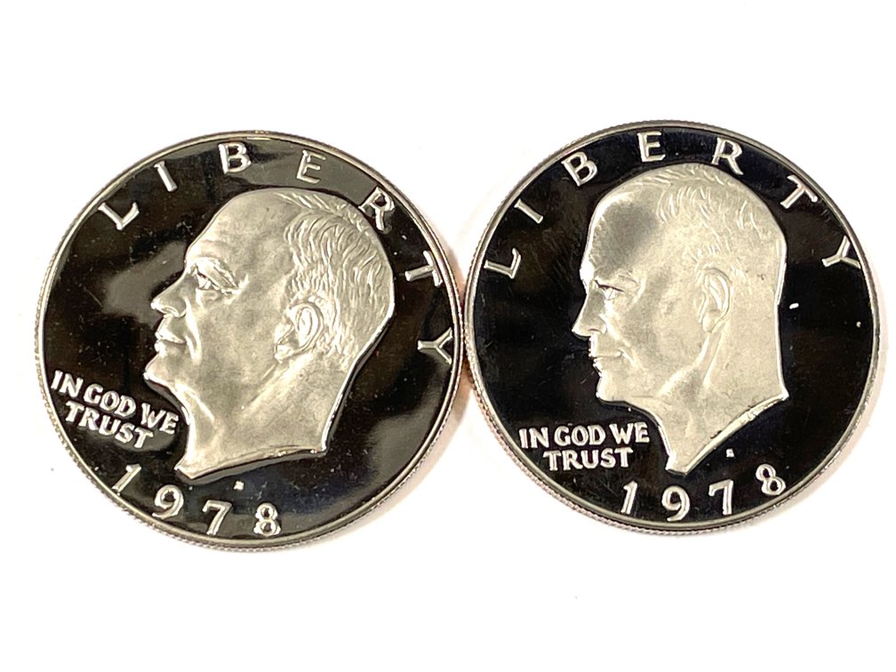 Two 1978-S Deep Cameo Proof Eisenhower Dollars