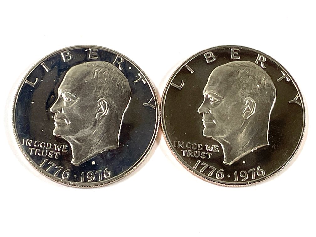 Two 1776-1976-S Bicentennial  Deep Cameo Proof Eisenhower Dollars