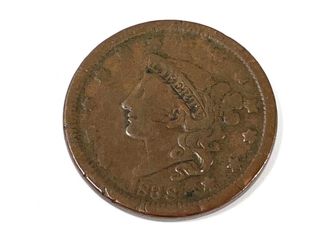 1838 Coronet Head Large Cent - F