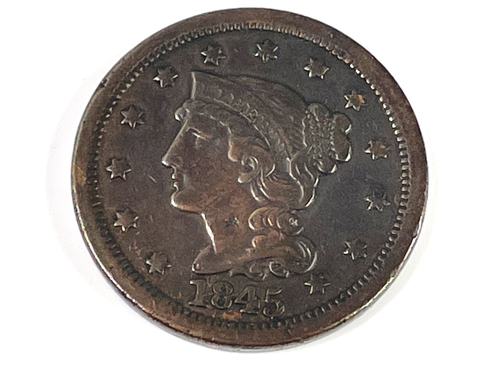 1845 Braided Hair Large Cent - F-VF