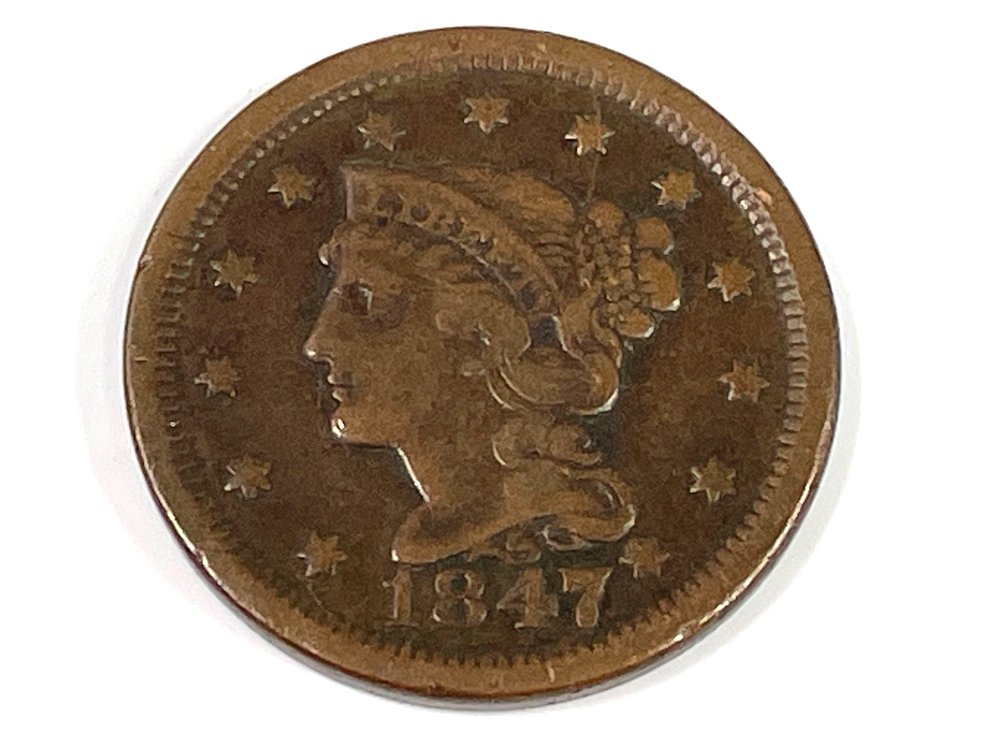 1847 Braided Hair Large Cent - F-VF