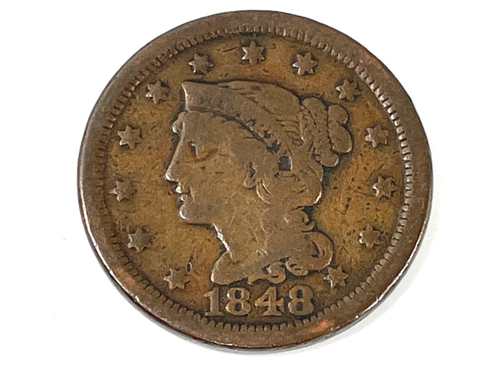 1848 Braided Hair Large Cent - VG-F