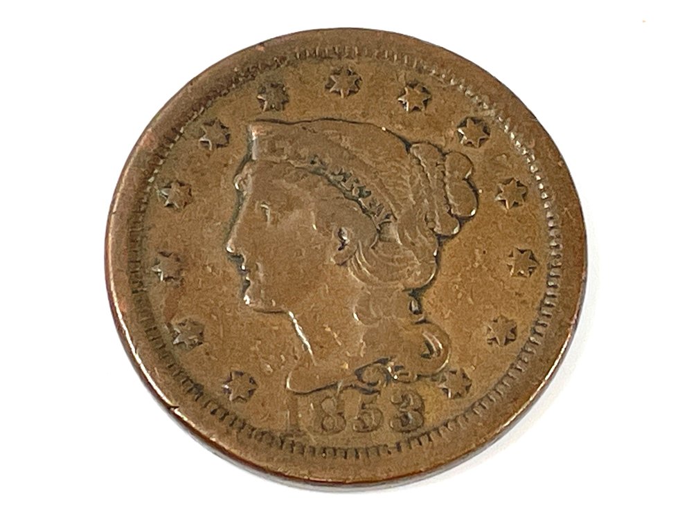1853 Braided Hair Large Cent - VF