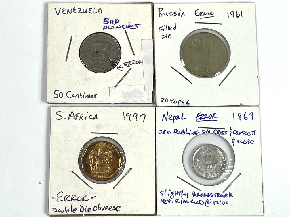 Lot of 4 Assorted World Error Coins