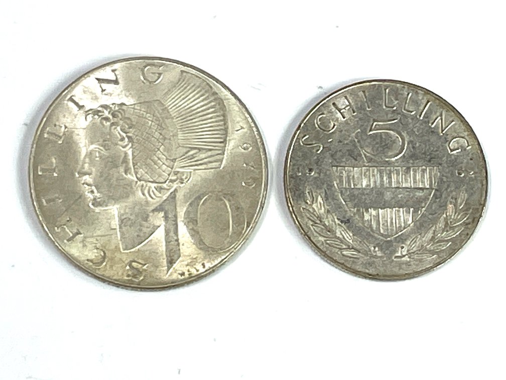 1959 10 Schilling & 1968 5 Schilling Austrian Coins (.2613 oz Silver)