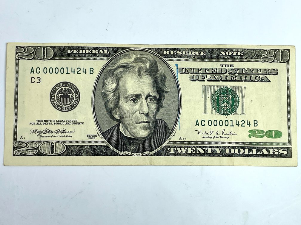 1996 United States $20 Federal Reserve Note (Low Serial Number)