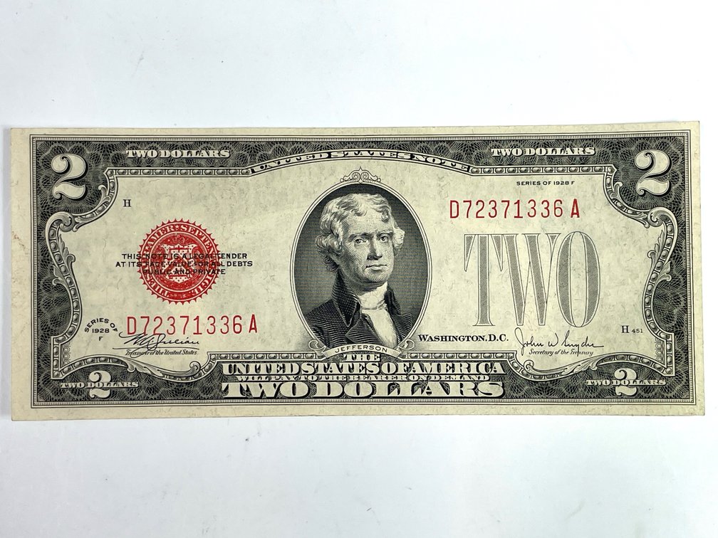 1928 F $2 United States Note Red Seal - Crisp UNC MS 65