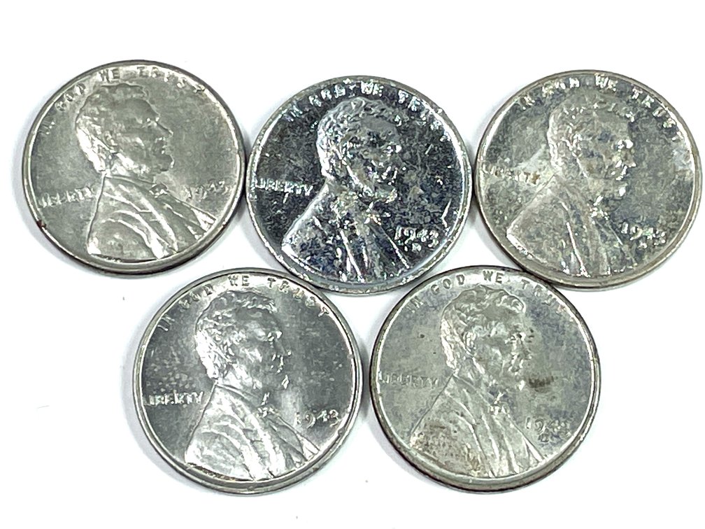 1943 Lincoln Steel Cent - Lot of 5