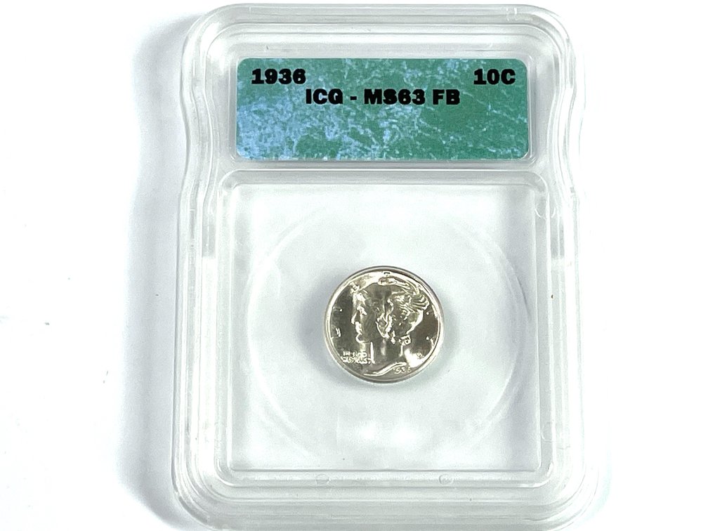 ICG-graded 1936 Mercury Dime MS63 FB