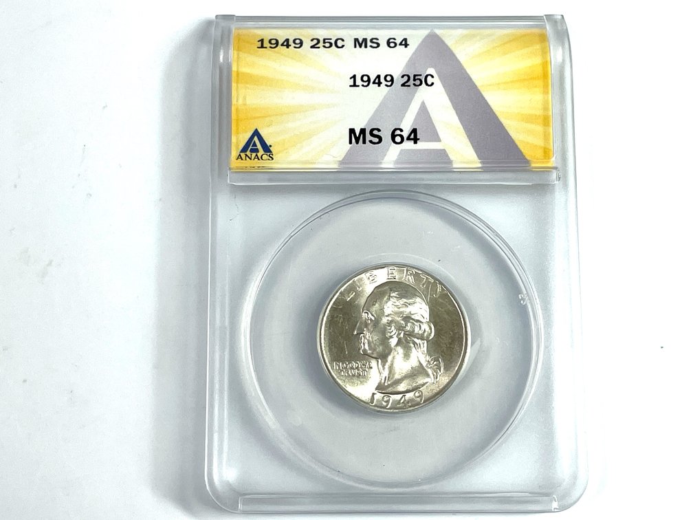 ANACS-graded 1949 Washington Quarter MS 64