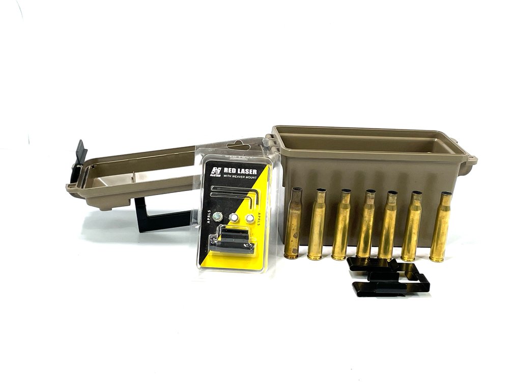 NcSTAR Laser Sight, Safariland Clips & .50 BMG Rifle Brass Casings