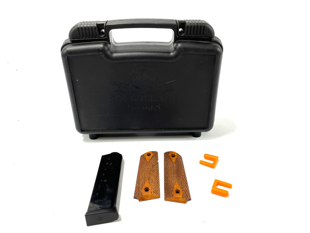 Rock Island Armory Pistol Case, 1911 Grips & ACT-MAG .45 ACP Magazine